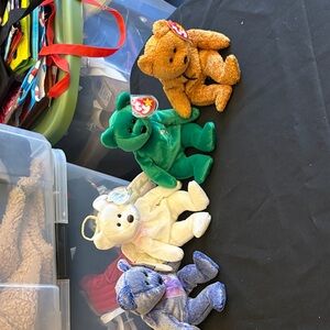 Ty Beanie Babies Plush Toy Collection - Green, White, Blue, Brown